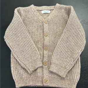 Tan Knit Cardigan with Wooden Buttons